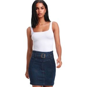Free People Livin’ It Up Faded Indigo Jean Skirt